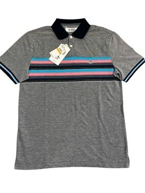 🎁 NWT 🐧 Penguin polo with cool max material w pink teal and black stripe -…